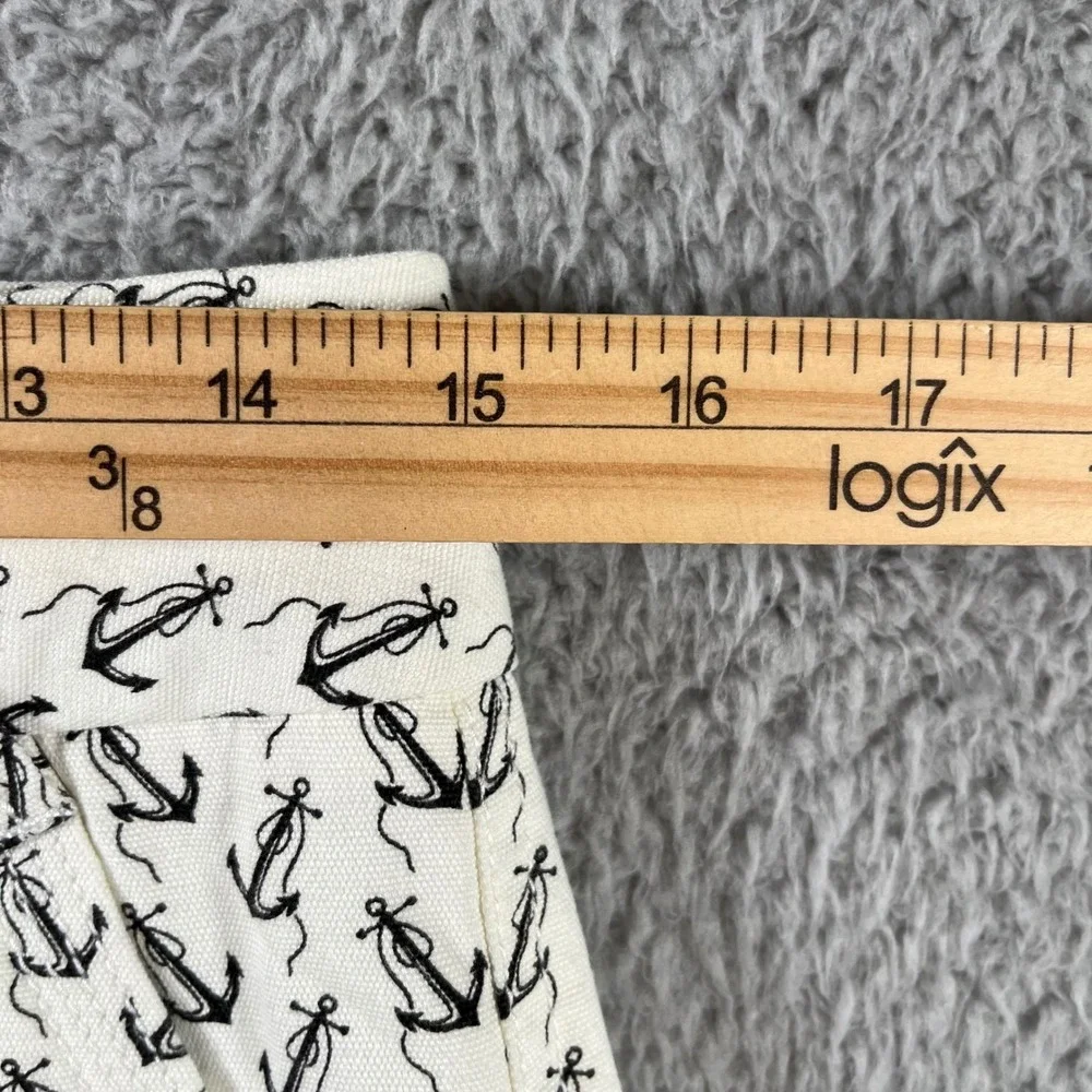 J.Crew Factory Women Ivory Anchor Print City Fit Cotton Shorts Size 0 NWT - Picture 6 of 11